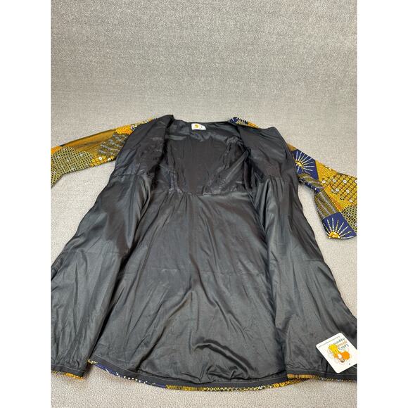 NWT Lola's African Apparel Women's Jacket Dress Blue Gold Size Large - Picture 4 of 10